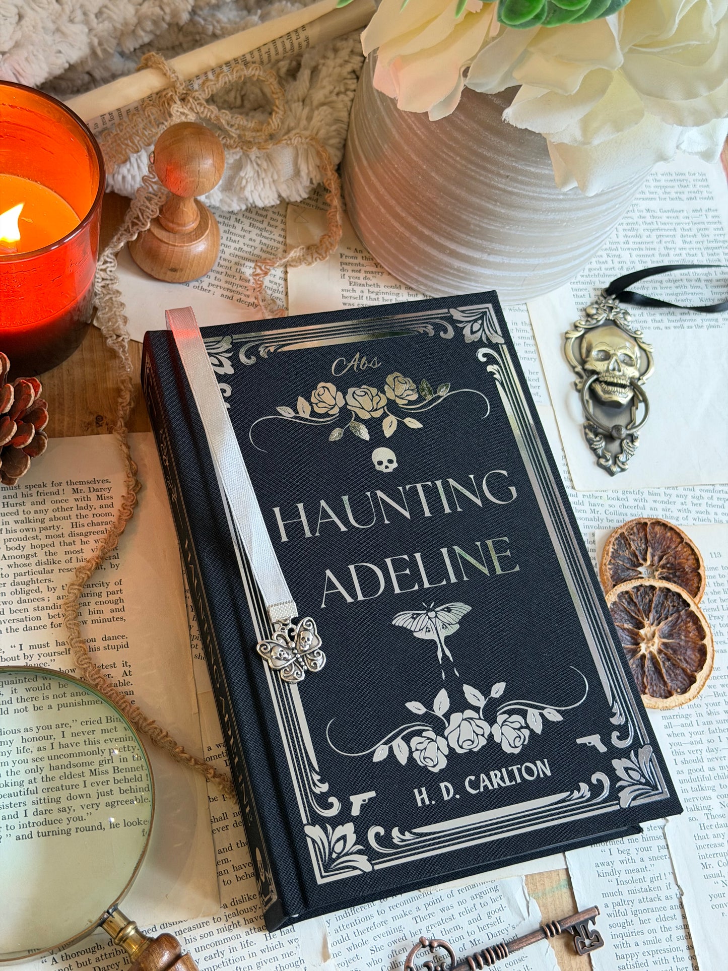 Haunting Adeline and Hunting Adeline The Cat and Mouse Duet by H. D. Carlton - Custom Book Rebind, Handmade, Dark Romance