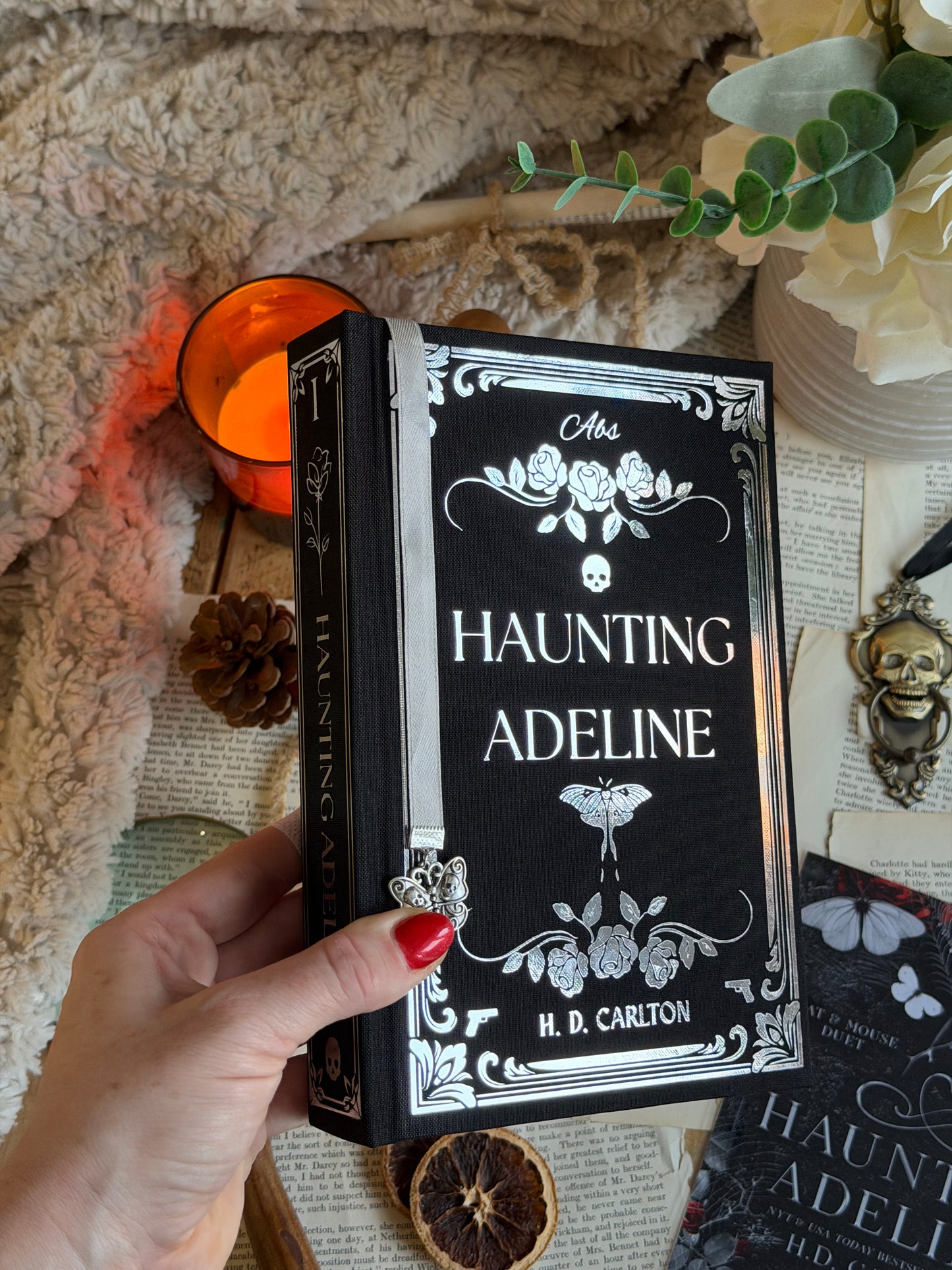 Haunting Adeline and Hunting Adeline The Cat and Mouse Duet by H. D. Carlton - Custom Book Rebind, Handmade, Dark Romance