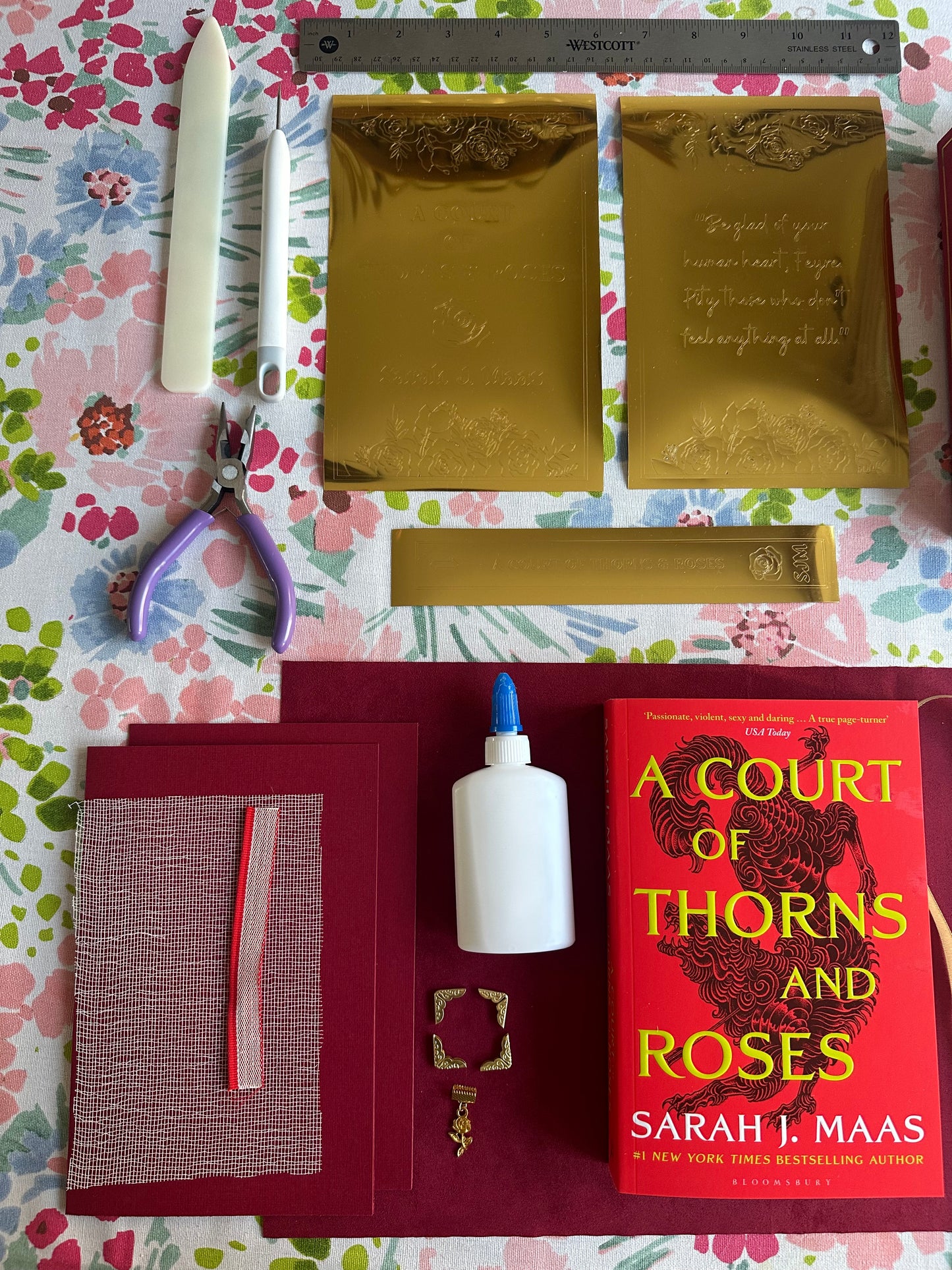 DIY Complete Book Binding Kit for ACOTAR including tutorial videos access - all materials and optional tool kit