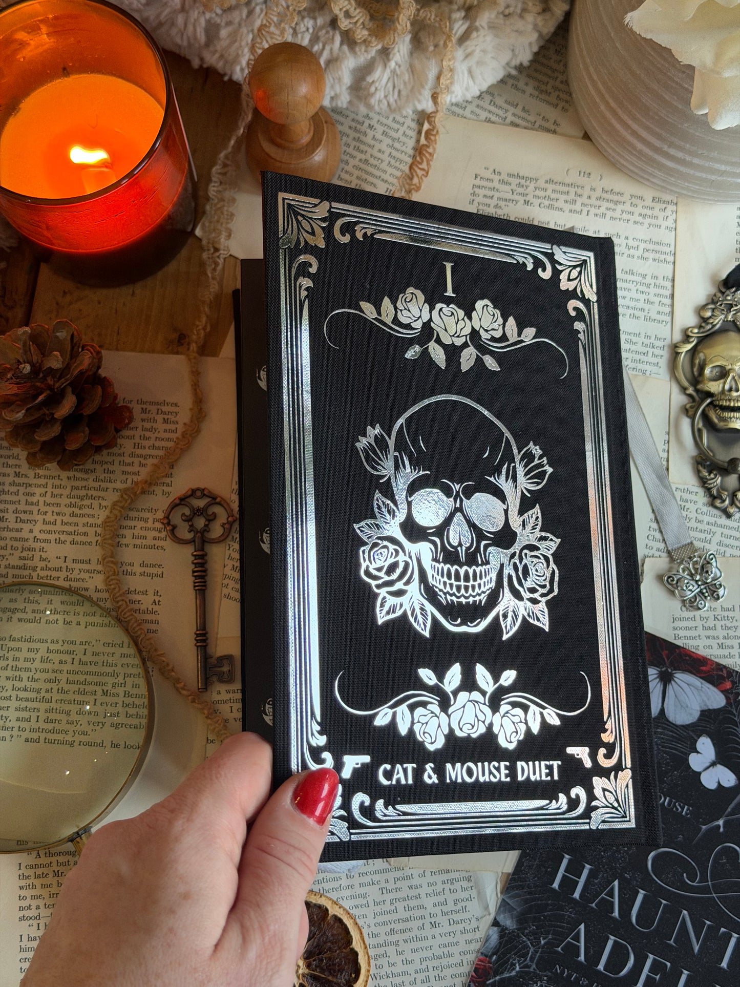 Haunting Adeline and Hunting Adeline The Cat and Mouse Duet by H. D. Carlton - Custom Book Rebind, Handmade, Dark Romance