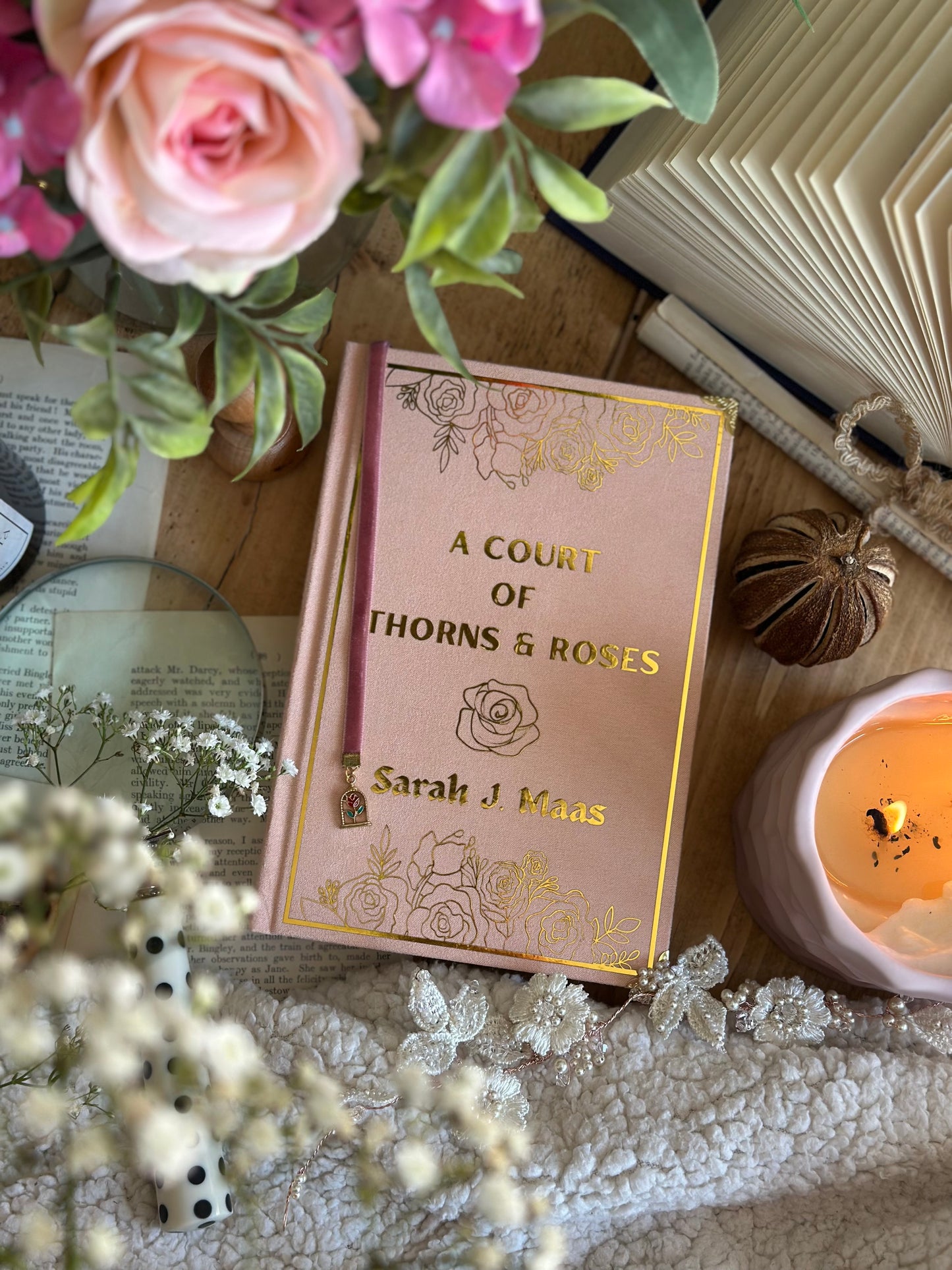 A Court of Thorns & Roses by Sarah J. Maas - The Elaine Edition | Pink Ombré, ACOTAR, Handmade, Rebind, Special Edition