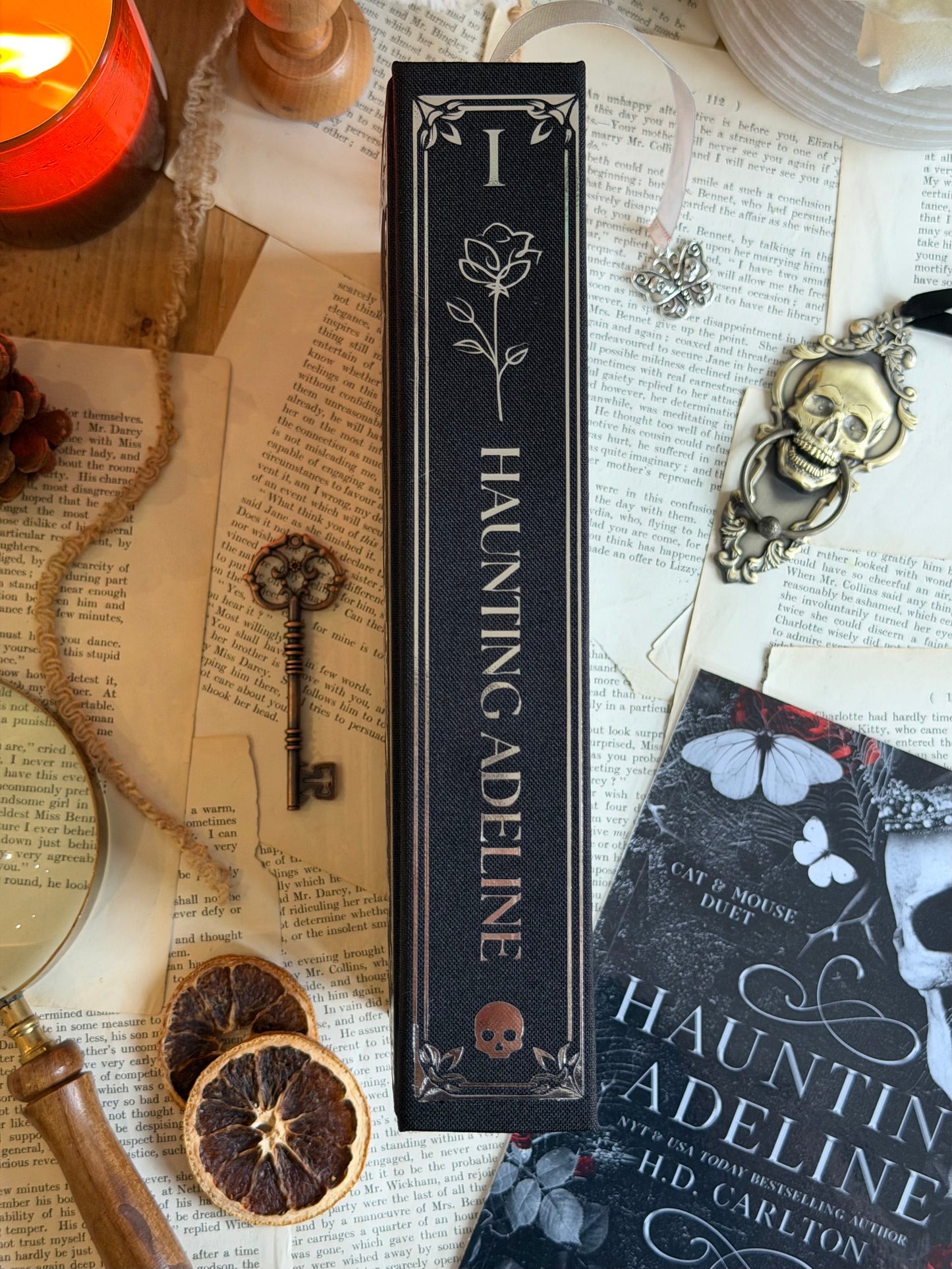 Haunting Adeline and Hunting Adeline The Cat and Mouse Duet by H. D. Carlton - Custom Book Rebind, Handmade, Dark Romance