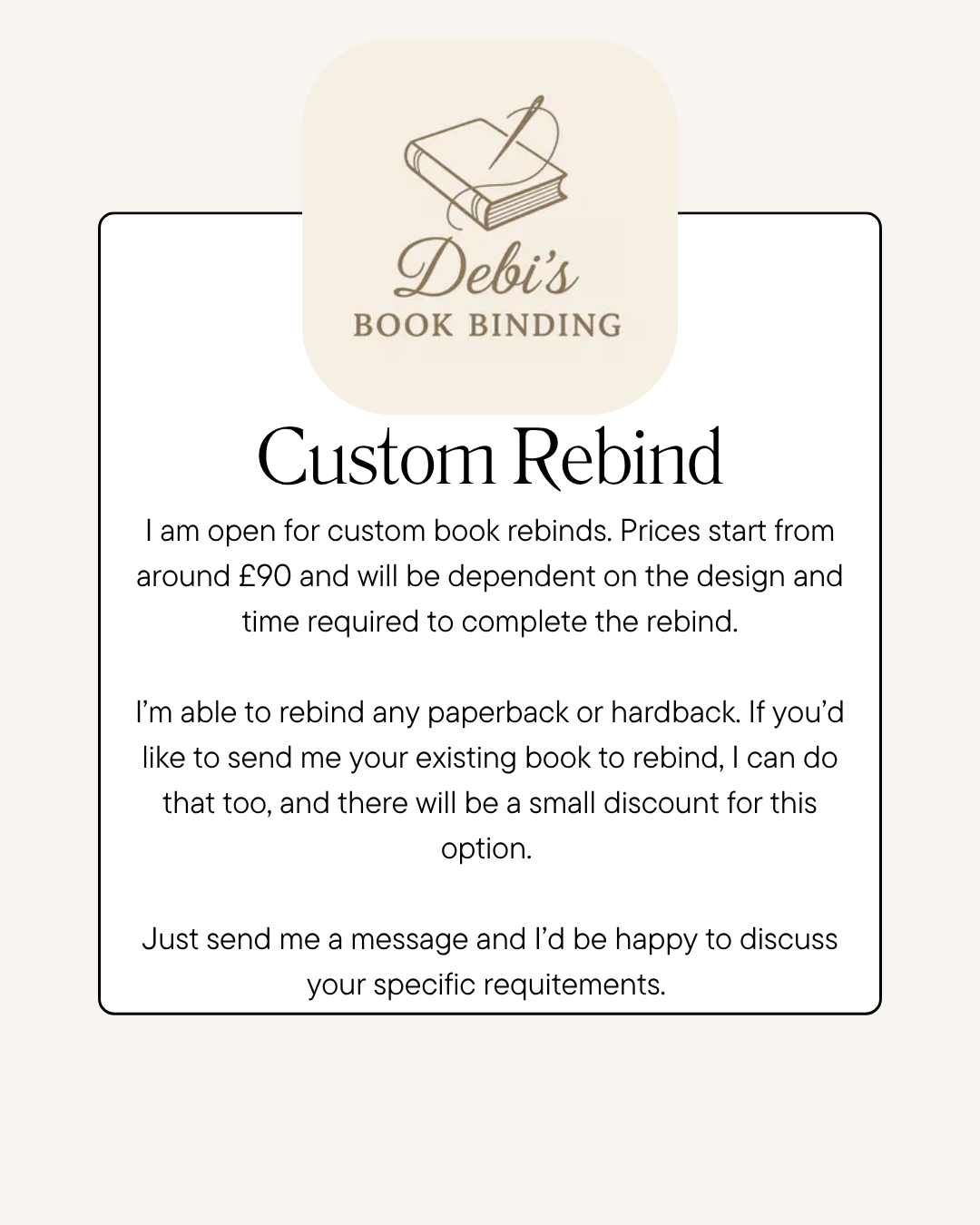 Custom Book Rebind - please email to agree specifics | Special Edition, Handmade