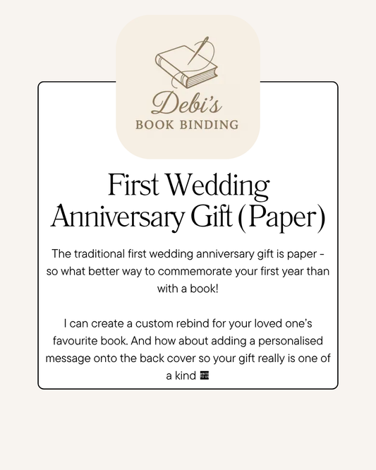First Year Wedding Anniversary Gift (Paper) Custom Book Rebind - please email to agree specifics | Special Edition, Handmade