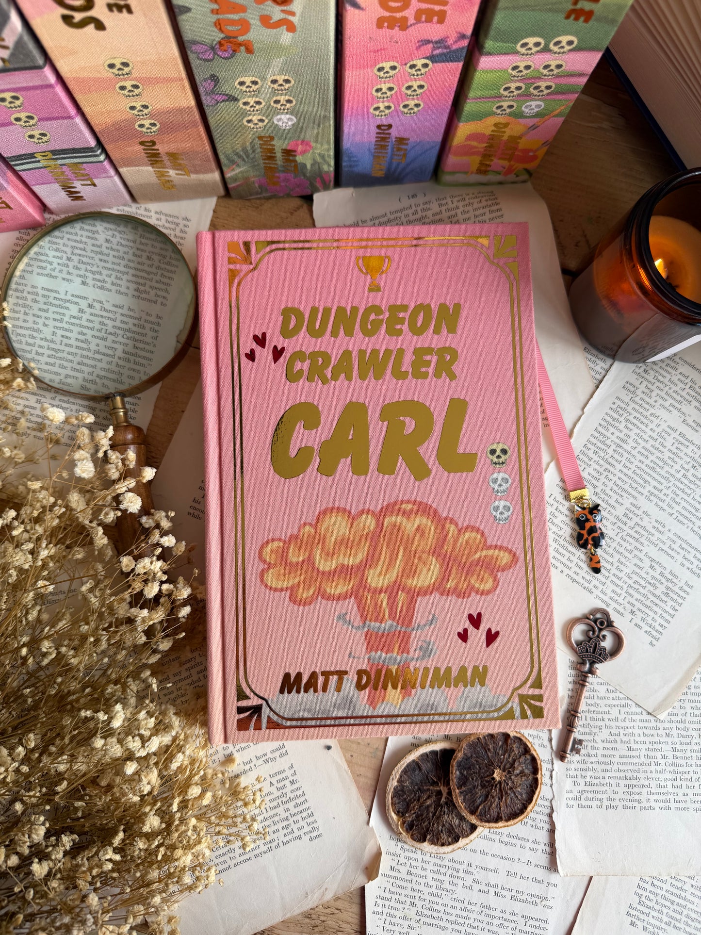 Dungeon Crawler Carl series by Matt Dinniman - The Royal Court of Princess Donut editions - book rebinds